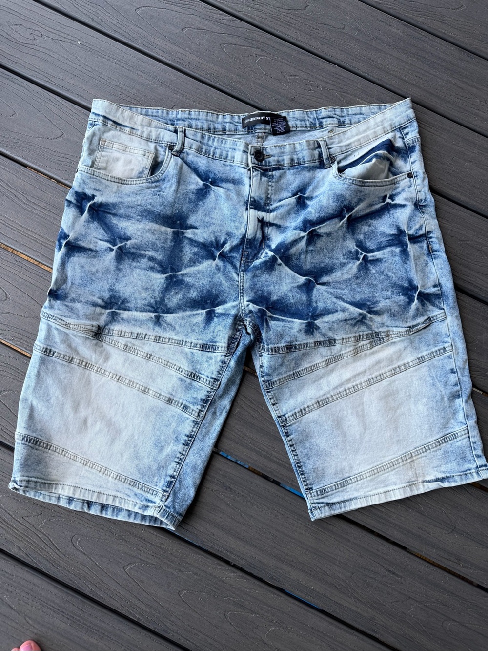 Legendary Status Moto Acid Wash Blue Denim Jean Shorts Jorts Men's Size 46